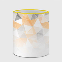 Кружка 3D Однотонный белый и желто-серый геометрический, цвет: 3D-желтый кант — фото 2