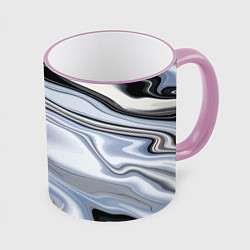 Кружка 3D Серебристая поверхность воды, цвет: 3D-розовый кант