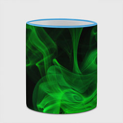 Кружка 3D Зелёный абстрактный дым, цвет: 3D-небесно-голубой кант — фото 2