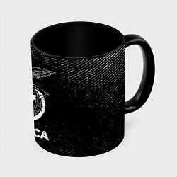 Кружка 3D Benfica с потертостями на темном фоне, цвет: 3D-белый + черный
