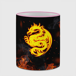 Кружка 3D Огнедышащий дракон и пламя, цвет: 3D-розовый кант — фото 2