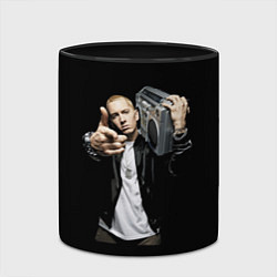 Кружка 3D Eminem rap hip hop, цвет: 3D-белый + черный — фото 2
