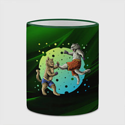 Кружка 3D Кошачий бой - карате, цвет: 3D-зеленый кант — фото 2