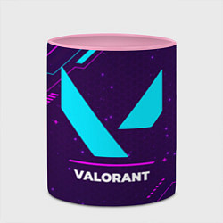 Кружка 3D Символ Valorant в неоновых цветах на темном фоне, цвет: 3D-белый + розовый — фото 2