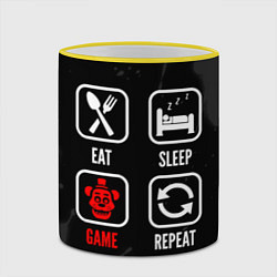 Кружка 3D Eat, sleep, FNAF, repeat, цвет: 3D-желтый кант — фото 2