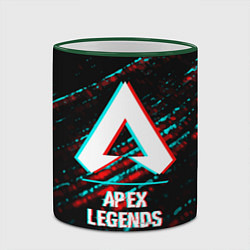 Кружка 3D Apex Legends в стиле glitch и баги графики на темн, цвет: 3D-зеленый кант — фото 2