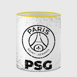 Кружка 3D PSG с потертостями на светлом фоне, цвет: 3D-желтый кант — фото 2
