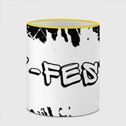 Кружка 3D Рэпер T-Fest в стиле граффити: надпись и символ, цвет: 3D-желтый кант — фото 2