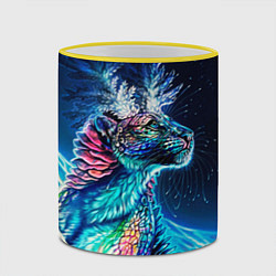 Кружка 3D Неоновый сказочный леопард, цвет: 3D-желтый кант — фото 2