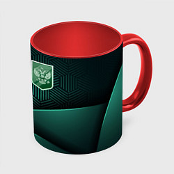 Кружка 3D Зеленый герб России, цвет: 3D-белый + красный