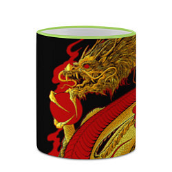 Кружка 3D Японский Золотой Дракон, цвет: 3D-светло-зеленый кант — фото 2