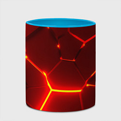 Кружка 3D Красные неоновые геометрические плиты, цвет: 3D-белый + небесно-голубой — фото 2