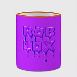 Кружка 3D Roblox red - Роблокс лого с подтеками, цвет: 3D-оранжевый кант — фото 2