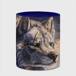 Кружка 3D Старый мудрый волк, цвет: 3D-белый + синий — фото 2