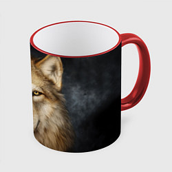 Кружка 3D Одноглазый волк - пират, цвет: 3D-красный кант