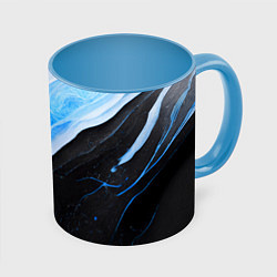 Кружка 3D Тёмно-синий мрамор, цвет: 3D-белый + небесно-голубой
