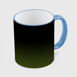 Кружка 3D Черный и хвойный зеленый градиент, цвет: 3D-небесно-голубой кант