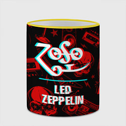 Кружка 3D Led Zeppelin rock glitch, цвет: 3D-желтый кант — фото 2