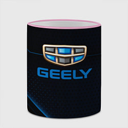 Кружка 3D Geely Абстракция карбон, цвет: 3D-розовый кант — фото 2
