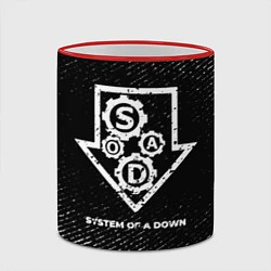 Кружка 3D System of a Down с потертостями на темном фоне, цвет: 3D-красный кант — фото 2