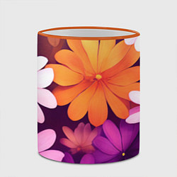 Кружка 3D Яркие фанстастические цветы, цвет: 3D-оранжевый кант — фото 2