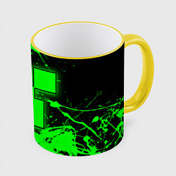 Кружка 3D Minecraft neon green, цвет: 3D-желтый кант