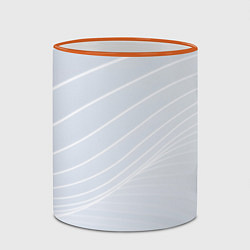 Кружка 3D Серый фон и белые линии, цвет: 3D-оранжевый кант — фото 2