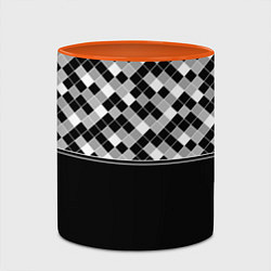 Кружка 3D Черно-белый геометрический узор, цвет: 3D-белый + оранжевый — фото 2