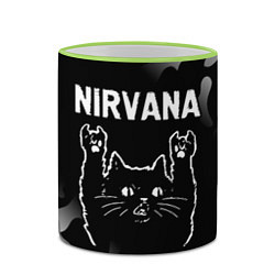 Кружка 3D Группа Nirvana и рок кот, цвет: 3D-светло-зеленый кант — фото 2