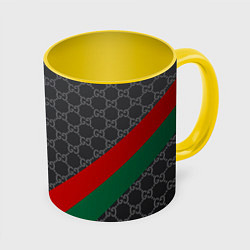 Кружка 3D В стиле gucci, цвет: 3D-белый + желтый