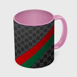 Кружка 3D В стиле gucci, цвет: 3D-белый + розовый