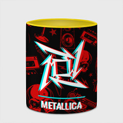 Кружка 3D Metallica rock glitch, цвет: 3D-белый + желтый — фото 2