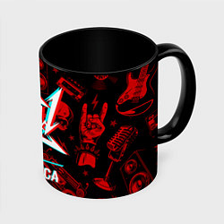 Кружка 3D Metallica rock glitch, цвет: 3D-белый + черный