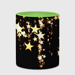 Кружка 3D Золотые праздничные звезды, цвет: 3D-белый + светло-зеленый — фото 2