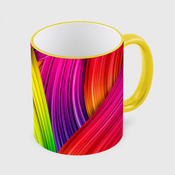 Кружка 3D Multicolored ribbons, цвет: 3D-желтый кант
