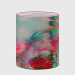 Кружка 3D Абстрактные переливающиеся краски, цвет: 3D-розовый кант — фото 2