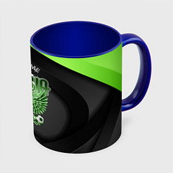 Кружка 3D Герб России - спортивный черно-зеленый стиль, цвет: 3D-белый + синий
