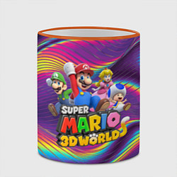 Кружка 3D Герои Super Mario 3D World - Nintendo, цвет: 3D-оранжевый кант — фото 2
