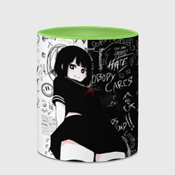 Кружка 3D Девочка аниме - dead inside, цвет: 3D-белый + светло-зеленый — фото 2