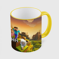 Кружка 3D Максим Minecraft, цвет: 3D-желтый кант