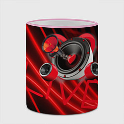 Кружка 3D Звук сердца колонки красные live, цвет: 3D-розовый кант — фото 2