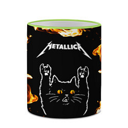 Кружка 3D Metallica рок кот и огонь, цвет: 3D-светло-зеленый кант — фото 2