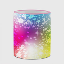Кружка 3D Звезды на радужном фоне, цвет: 3D-розовый кант — фото 2