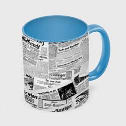 Кружка 3D Газетный коллаж, цвет: 3D-белый + небесно-голубой