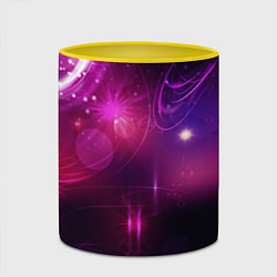 Кружка 3D Фиолетовые неоновые блики, цвет: 3D-белый + желтый — фото 2