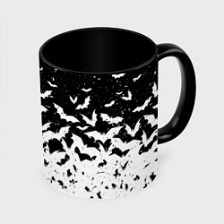 Кружка 3D Black and white bat pattern, цвет: 3D-белый + черный