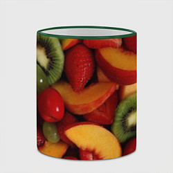 Кружка 3D Фруктово ягодный фон, цвет: 3D-зеленый кант — фото 2