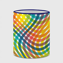 Кружка 3D Геометрический узор яркие полосатые волны, цвет: 3D-синий кант — фото 2