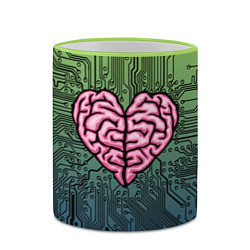 Кружка 3D Heart brain chip, цвет: 3D-светло-зеленый кант — фото 2