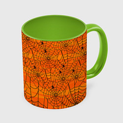 Кружка 3D Паучье логово, цвет: 3D-белый + светло-зеленый